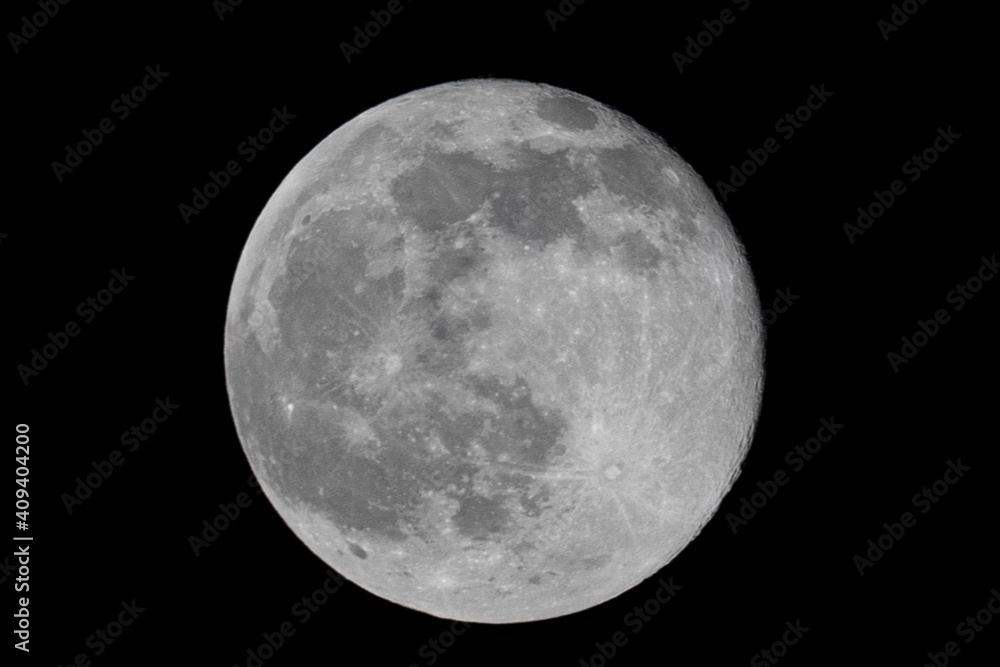 Wall mural full moon stack dark night sky. the full moon is lunar phase when it appears fully illuminated from 