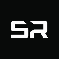 the letters SR. Simple vector logo design on black background