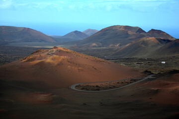 Beautiful volcanic landscape at the Timanfaya National Park. Lanzarote, Spain.