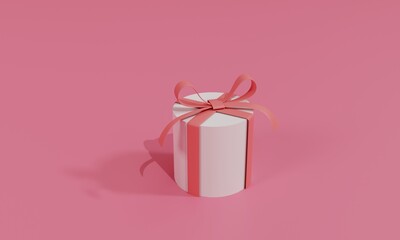 3D rendering flat illustration Online shopping store on gift. Premium illustration