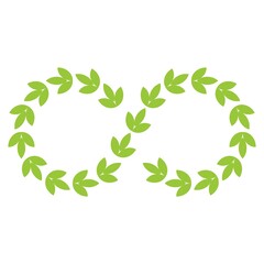 Green leaf infinity frame. Vector logo icon template