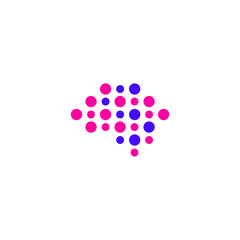 cute dot brain logo design