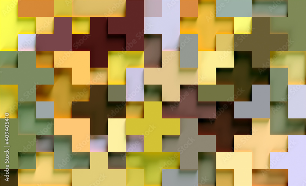 Poster texture and background of volumetric multicolored geometric shapes.