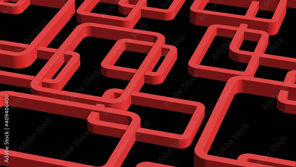 Poster modern design of graphic elements - red rectangle frames arranged in ornament structure on black bac