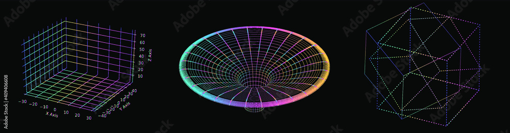 Poster A set of graphs and elements created by generative art algorithms.