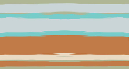 Fototapeta premium Orange, Brown Lines Seamless Summer Pattern, Vector Watercolor Sailor Stripes. Retro Vintage Grunge Fabric Fashion Design Horizontal Brushstrokes. Simple Painted Ink Trace, Geometric Cool Autumn Print