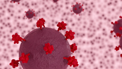 3D Illustration Covid 19 viruses floating around