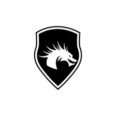 Dragon shield logo design isolated on white background
