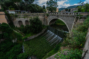 Fototapeta na wymiar Villa Gregoriana and Tivoli, Lazio, Italy. Tivoli waterfall. Park of Villa Gregoriana
