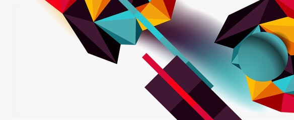 Trendy 3d geometric composition, design template for business or technology presentation, internet poster or web brochure cover