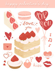 Cute valentine's day elements set Vector