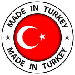 Made in Turkey icon, circle button, vector illustration.