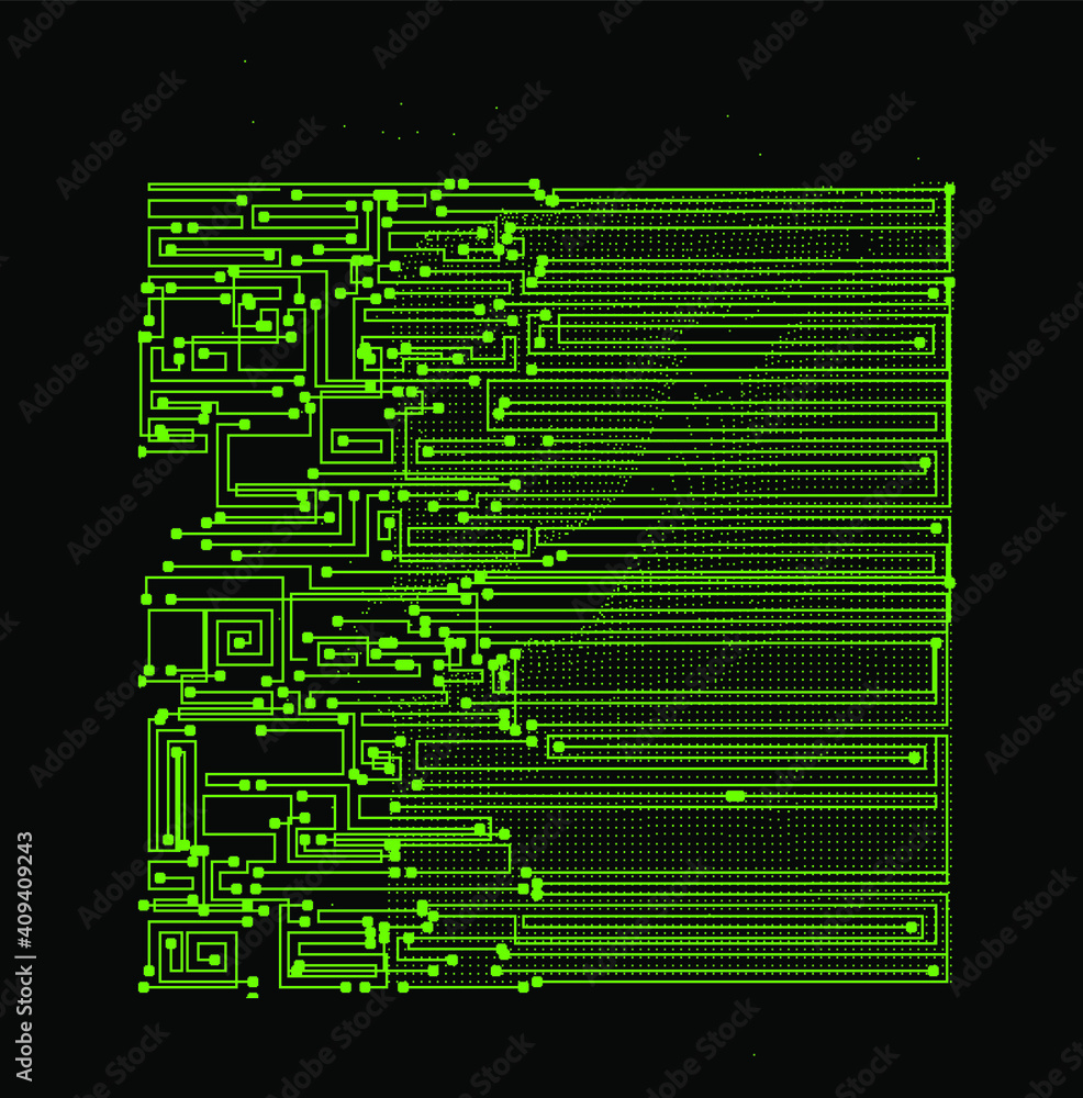 Poster pattern of the microcircuit silicon chip.
