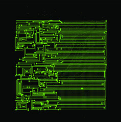 Pattern of the microcircuit silicon chip.