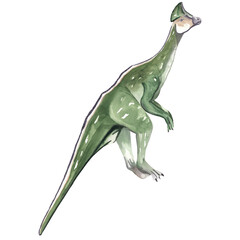 Obraz premium Watercolor dinosaur illustration Cute dino High resolution hand painted artwork. Watercolor animal isolated on white Baby shower, nursery, kids, card, invitation.