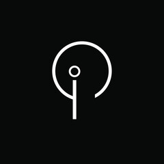 IP letters. Minimalistic logo vector on black background