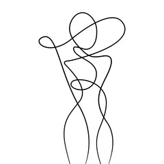 Abstract Figure Continuous Line Drawing. One Line Abstract Portrait. Minimalist Contour Drawing. Vector EPS 10.