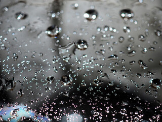 Drops, close-up, drops on the glass, spray, background for website, abstraction