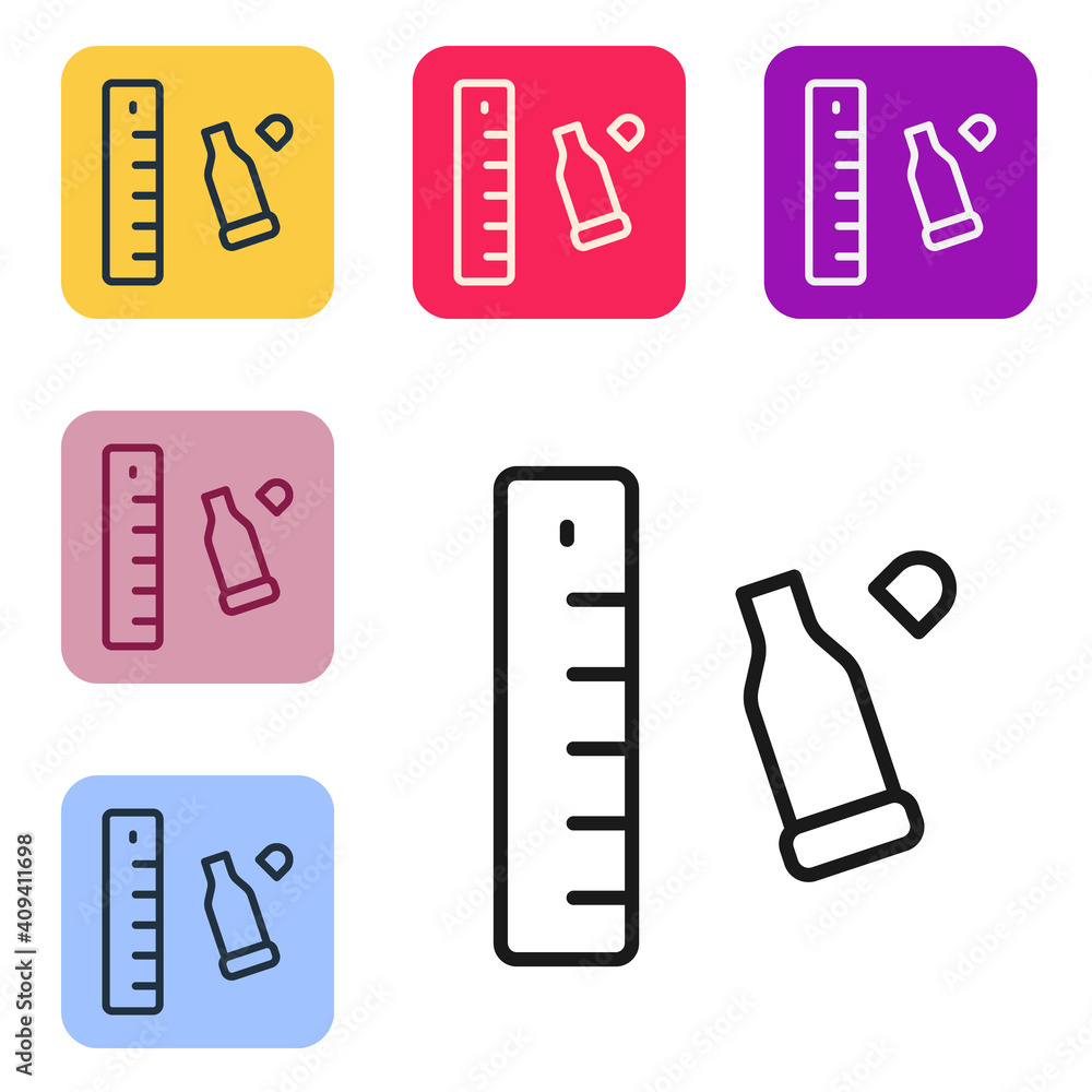Poster black line bullet casing as a piece of evidence placed with forensic ruler for documentation icon is