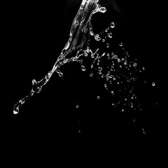 Water splash on black background