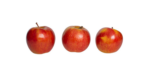 three red apples isolated on a white background