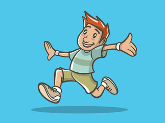 Fototapeta na wymiar Illustration of a boy running.