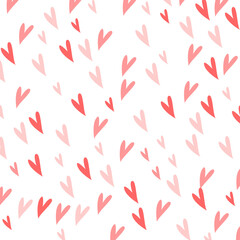 seamless pattern of pink hearts vector