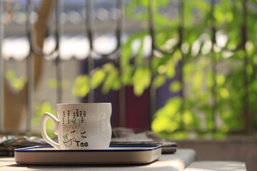 cup of tea on the table
