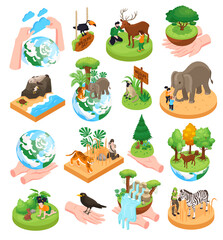 World Wildlife Day Isometric Set © Macrovector