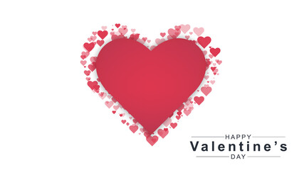 Valentines Day background with heart pattern and typography Happy Valentines Day text on white background. Vector illustration. Romantic quote postcard, postcard, invitation, banner template.