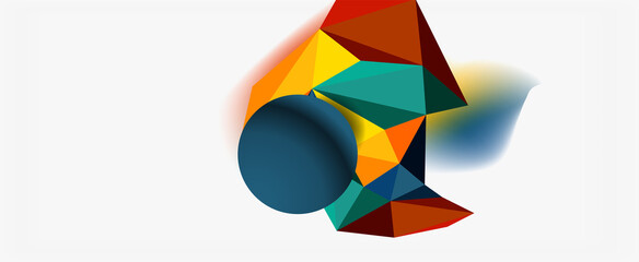 Trendy 3d geometric composition, design template for business or technology presentation, internet poster or web brochure cover