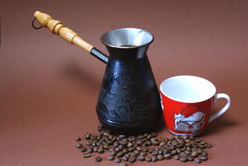 A cup of coffee on a table