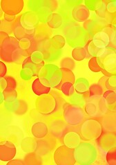 Fondo de burbujas o pompas amarillas, verdes, rojas y naranjas flotando sobre un fondo amarillo brillante