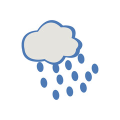 Cloud with rain on a clean white backdrop