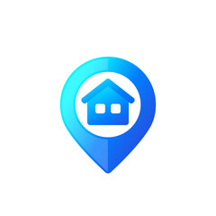 house and pinpoint mark with blue gradient