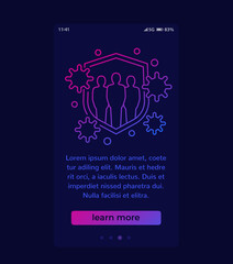 immune system and immunity mobile banner with line icon