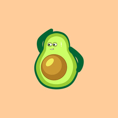 Avocado fruit logo template, Avocado half with leaf vector design,Health food logotype.