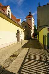 Das Reichstor in der historischen Altstadt der Stadt Borna, Landkreis Leipzig, Sachsen, Deutschland