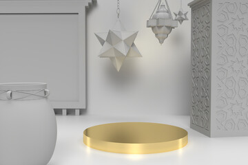 Golden Table For Product Display 3D Rendered