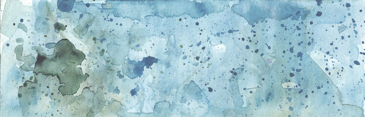 abstract watercolor background. blue and green spots, blots, splashes. paint texture