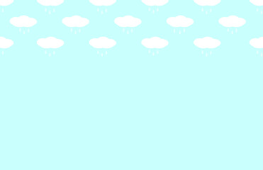 Clouds and raindrops on a blue background  vector seamless texture