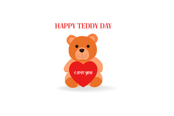Fototapeta premium illustration of happy teddy day background with heart shapes, gift boxes, roses vector creative design for greeting cards, banners, brouchers, backgrounds. 