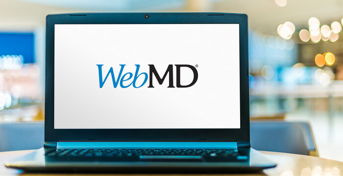 Laptop computer displaying logo of WebMD
