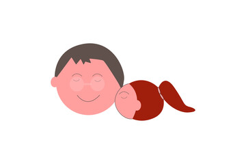 illustration of cartoon cute funny girl kissing boy vector isolated on white background.
