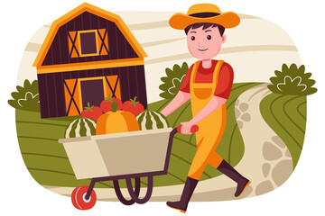 Farm Vector Illustration.