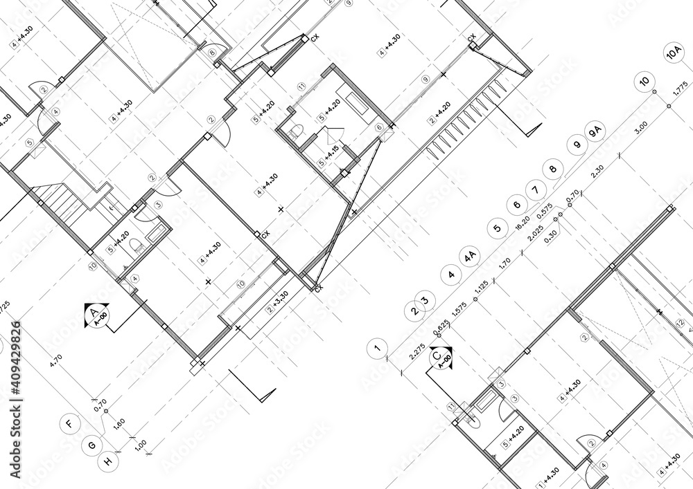 Fototapete Write a blueprint architecture for building.