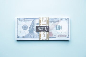 A Successful business concept. Profit growth. Bundle of dollars. 