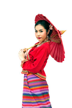 Thai women with traditional Thai lanna suit in Studio