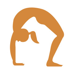 silhouette of a female yoga pose on white