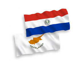 Flags of Cyprus and Paraguay on a white background